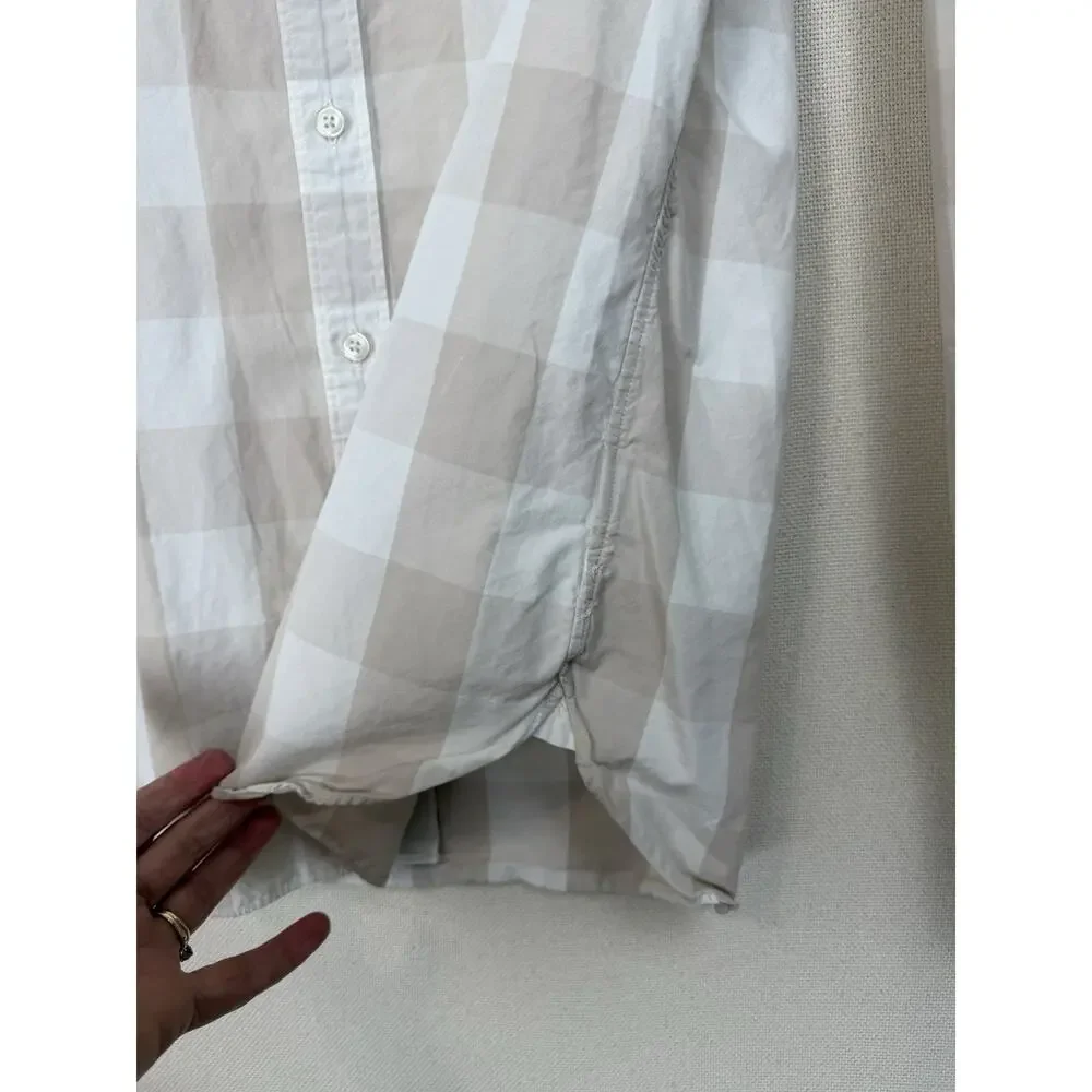 J. Crew Men's Button Up Shirt Sz‎ M (15-15 1/2) Long Sleeves Tan Ivory Plaid